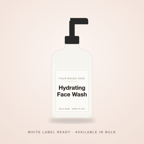 Hydrating Vitamin C Face Wash bulk base in an unbranded pump bottle with a Your Brand Here label