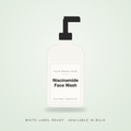 Niacinamide Face Wash bulk base in an unbranded pump bottle with a Your Brand Here label