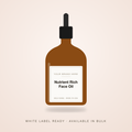Nutrient Rich Face Oil bulk base in an unbranded amber dropper bottle with a Your Brand Here label